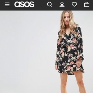 NWT ASOS Floral Wrap Long Sleeve Dress